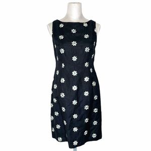 Vintage R&K Daisy Floral 90s Linen Sheath Dress 4P